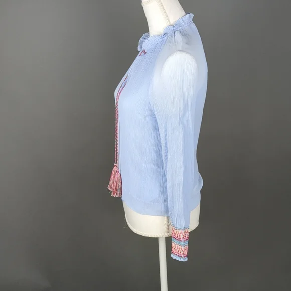 Marie Oliver 100% sky blue silk blouse - Picture 5 of 9